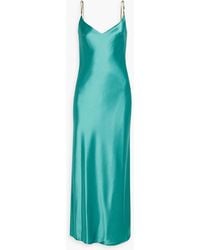 Galvan London - Slip dress aus satin in maxilänge mit kettendetail - Lyst