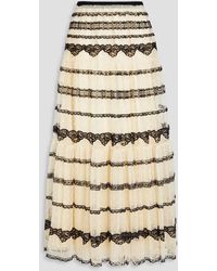 RED Valentino - Lace-trimmed Point D'esprit Maxi Skirt - Lyst