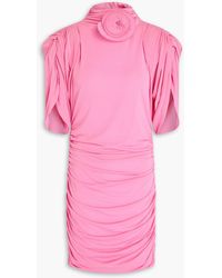 Magda Butrym - Gerafftes minikleid aus jersey mit floralen applikationen - Lyst