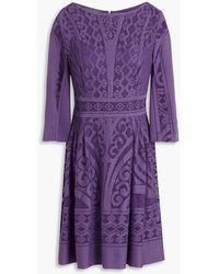 Alberta Ferretti - Pleated Crocheted Cotton-blend Mini Dress - Lyst