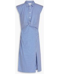 FRAME - Cutout Ruched Cotton-poplin Midi Shirt Dress - Lyst