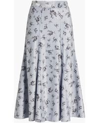 Ganni - Printed Metallic Jersey Midi Skirt - Lyst