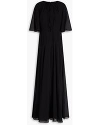 Mikael Aghal - Gathered Bow-detailed Georgette Maxi Dress - Lyst