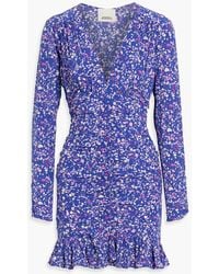 Isabel Marant - Lara Ruched Printed Stretch-Silk Mini Dress - Lyst