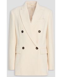 Brunello Cucinelli - Double-Breasted Cotton And Wool-Blend Drill Blazer - Lyst