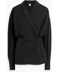 TOTEME - Cotton And Linen-Blend Wrap Blouse - Lyst