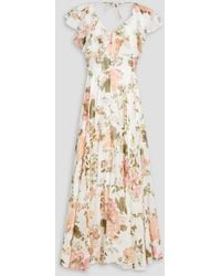 Erdem - Ruffled Floral-print Cotton And Silk-blend Voile Midi Dress - Lyst