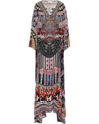 Camilla On My Own Cold-shoulder Printed Silk Crepe De Chine Maxi Dress Black