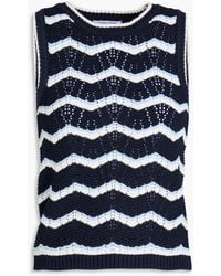 Veronica Beard - Jerrel Striped Pointelle-Knit Cotton-Blend Tank - Lyst