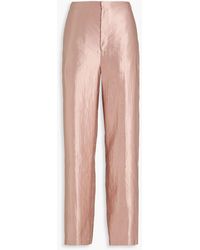 Loulou de Saison - Sally Linen And Silk-Blend Sateen Straight-Leg Pants - Lyst