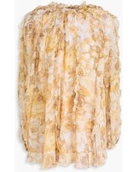 Zimmermann - Ruffled Floral-Print Georgette Blouse - Lyst