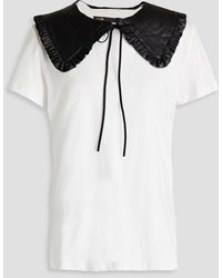 Maje - Faux Leather-trimmed Cotton-jersey T-shirt - Lyst