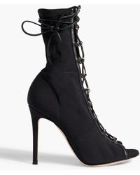 Gianvito Rossi - Stevie 105 Leather-trimmed Jersey Ankle Boots - Lyst