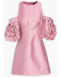 Marchesa - Cold-Shoulder Floral-Appliquéd Satin-Twill Mini Dress - Lyst