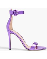 Gianvito Rossi - Portofino 105 Metallic Leather Sandals - Lyst
