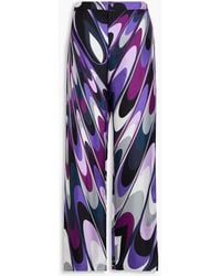 Emilio Pucci - Bedruckte hose mit weitem bein aus seiden-twill - Lyst