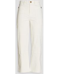FRAME - Cropped Stretch-cotton Twill Straight-leg Pants - Lyst
