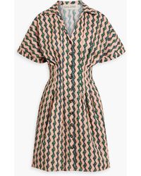 Saloni - Riya Printed Cotton-Poplin Mini Shirt Dress - Lyst