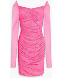 Dolce & Gabbana - Off-the-shoulder Ruched Stretch-tulle Mini Dress - Lyst