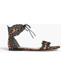 Gianvito Rossi - Lace-trimmed Leopard-print Satin Sandals - Lyst