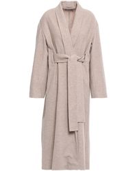 Vince Belted Wool-blend Felt Coat Neutral - Multicolour