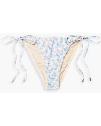 Peony - Crochet-trimmed Floral-print Low-rise Bikini Briefs - Lyst