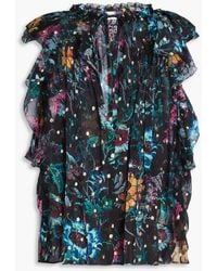 Ulla Johnson - Dominique Ruffled Printed Metallic Fil Coupé Silk-blend Crepon Top - Lyst