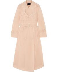 Simone Rocha Ruffled Embellished Tulle Trench Coat Neutral - Natural