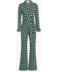 Diane von Furstenberg - Michele Wrap-effect Printed Jersey Wide-leg Jumpsuit - Lyst