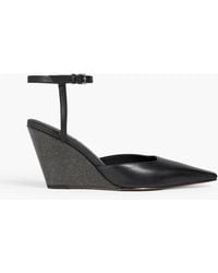Brunello Cucinelli - Bead-Embellished Leather Wedge Pumps - Lyst