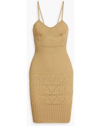 Balmain - Ribbed And Pointelle-Knit Mini Dress - Lyst