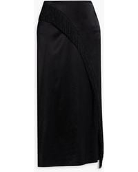 Vince - Fringed Satin Midi Skirt - Lyst