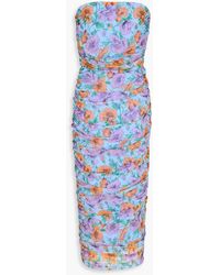 Veronica Beard - Quiana Strapless Floral-print Tulle Midi Dress - Lyst
