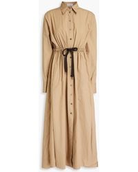 Brunello Cucinelli - Bead-embellished Cotton-poplin Midi Shirt Dress - Lyst