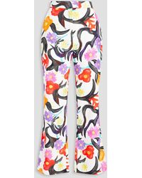 Stella Jean - Floral-print Cotton-blend Kick-flare Pants - Lyst