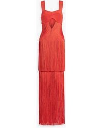 Hervé Léger - Cutout Fringed Bandage Maxi Dress - Lyst