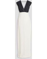 Brunello Cucinelli - Jersey-paneled Embellished Silk-crepe Gown - Lyst