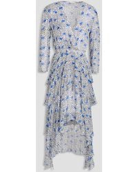 Maje - Wrap-effect Floral-print Georgette Mini Dress - Lyst