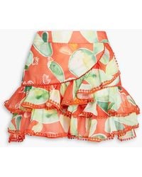 Charo Ruiz - Badajoz Ruffled Printed Cotton-blend Voile Mini Skirt - Lyst