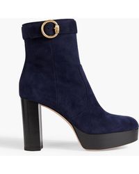 Gianvito Rossi - Regent Buckled Suede Platform Ankle Boots - Lyst