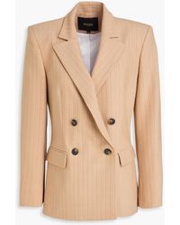 Maje - Double-breasted Pinstriped Wool-blend Twill Blazer - Lyst