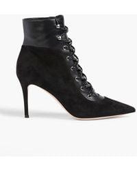 Gianvito Rossi - Lace-up Leather And Suede Ankle Boots - Lyst
