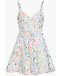 Zimmermann - Crochet-Trimmed Floral-Print Linen Mini Dress - Lyst