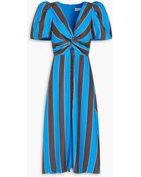 Rebecca Vallance - Micaela Twist-front Striped Silk-georgette Midi Dress - Lyst