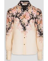 Zimmermann - Hemd aus ramie-gaze mit floralem print - Lyst