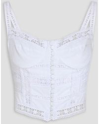 Charo Ruiz - Guipure Lace-Trimmed Cotton-Blend Poplin Bustier Top - Lyst