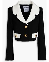 Moschino - Cropped Embellished Two-tone Crepe Jacket - Lyst