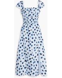 Altuzarra - Shirred Floral-print Cotton Midi Dress - Lyst
