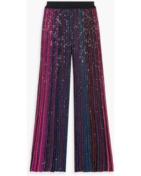 Missoni - Sequin-embellished Striped Ribbed-knit Wide-leg Pants - Lyst