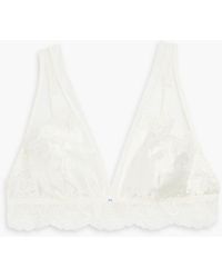 Lise Charmel Soie Virtuose Embroidered Satin, Lace And Tulle Soft Cup Triangle Bra - White